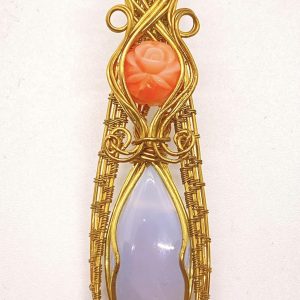 Amethyst & Orange Rose Pendant