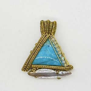 Chrysocolla & Pearl Pendant