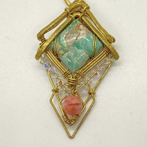 Blue Marbled Diamond Shape Pendant